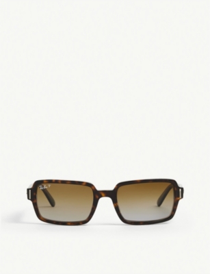 Ray Ban Rb2189 Rectangular-frame Sunglasses In Brown