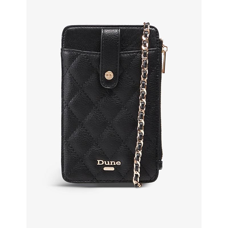 Dune Kimmy Quilted Phone Holder Purse In Black-synthetic