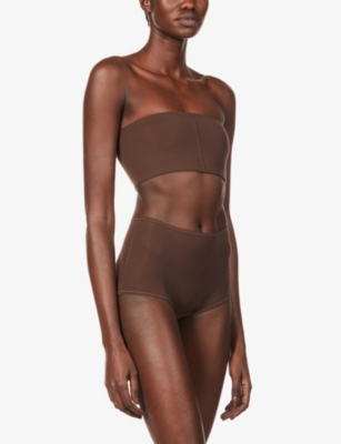 SKIMS WOMENS HIGH-RISE STRETCH-COTTON BOY SHORTS COCOA XXL 