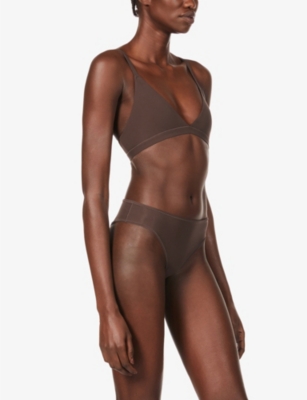 Shop Skims Women's Cocoa Fits Everybody Mid-rise Stretch-jersey Briefs
