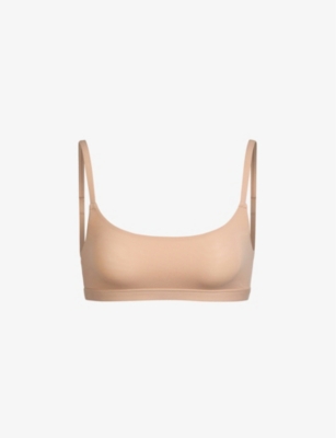 Skims Fits Everybody Scooped Stretch-woven Bra In Clay