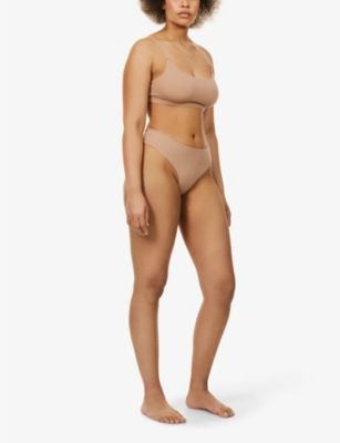 Skims Fits Everybody Scooped Stretch-woven Bra In Tan