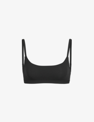 Skims Fits Everybody Scooped Stretch-woven Bra In Onyx