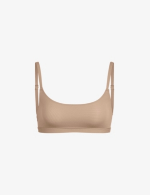 Skims Fits Everybody Scooped Stretch-woven Bra In Sienna (brown)