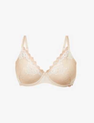 Womens Wacoal nude Lace Perfection Plunge Push-Up Bra