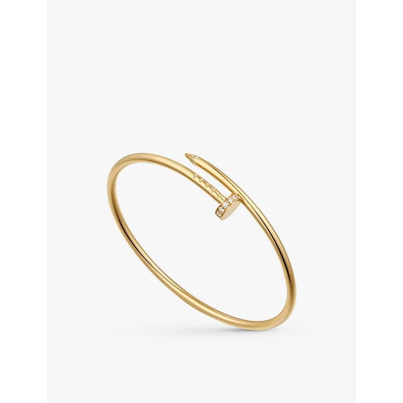 Shop Cartier Womens Yellow Gold Juste Un Clou Small 18ct Yellow-gold And 0.18ct Brilliant-cut Diamond Ban