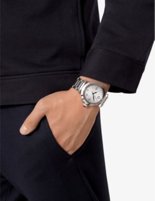 CRWSPA0014 Pasha stainless steel and leather watch