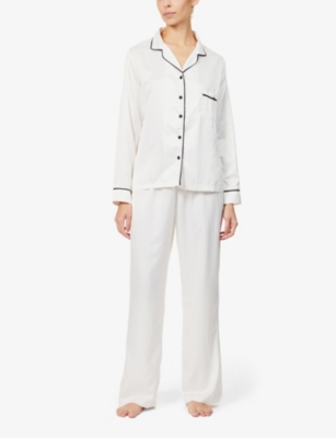 Shop Bluebella Women's Cream Claudia Relaxed-fit Satin Pyjamas