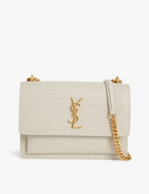 SAINT LAURENT: Sunset medium croc-embossed leather shoulder bag