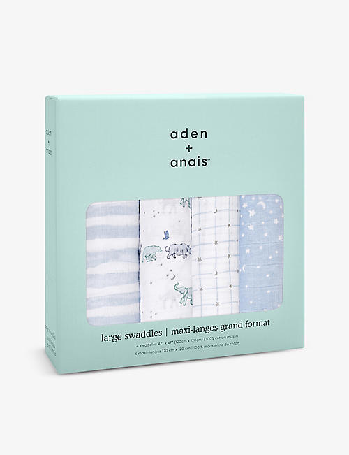ADEN + ANAIS: Star cotton-muslin swaddles pack of four