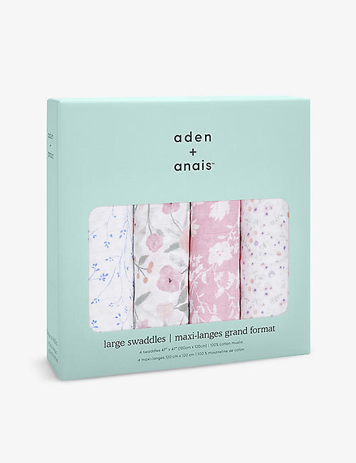ADEN + ANAIS: Fleur cotton-muslin swaddles pack of four