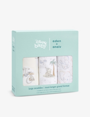 ADEN + ANAIS: Disney Dumbo cotton-muslin swaddles pack of three