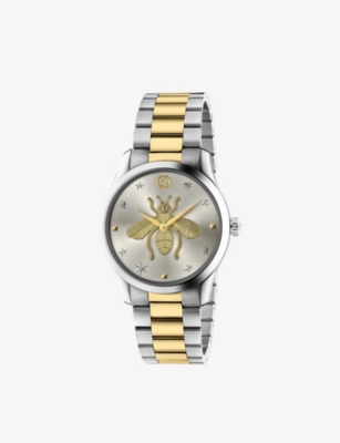 GUCCI: YA1264131 G-Timeless yellow gold-plated stainless-steel quartz watch