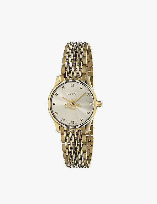 GUCCI: YA1265021 G-Timeless Slim yellow gold PVD watch