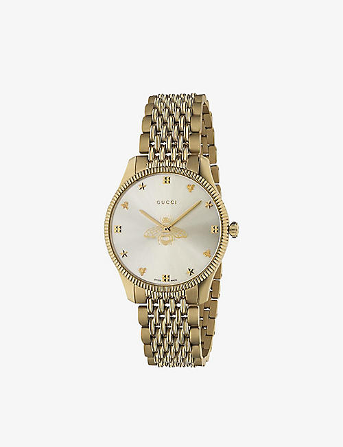 GUCCI: YA1264155 G-Timeless Slim yellow gold PVD watch