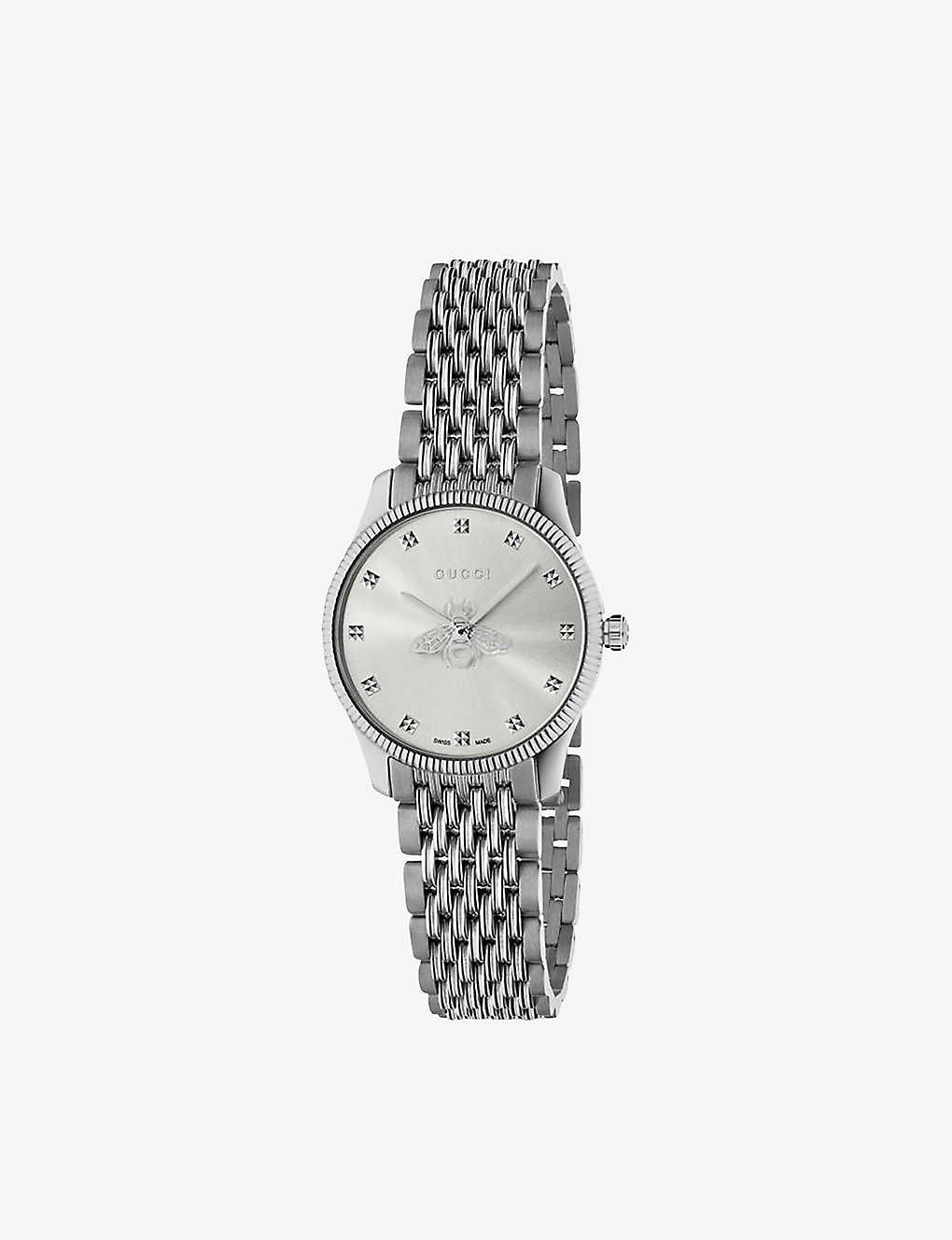 Gucci Ya1265019 G-timeless Slim Stainless Steel Watch In Mother Of Pearl