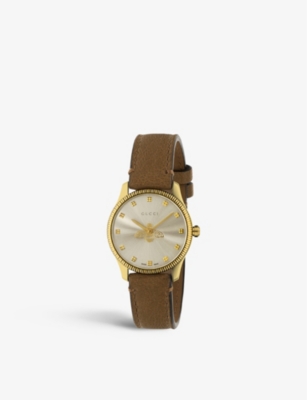 GUCCI - YA1265022 G-Timeless yellow gold PVD and leather  display picture 2