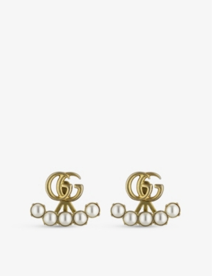 Gucci Pearl Double G Earrings - Gold