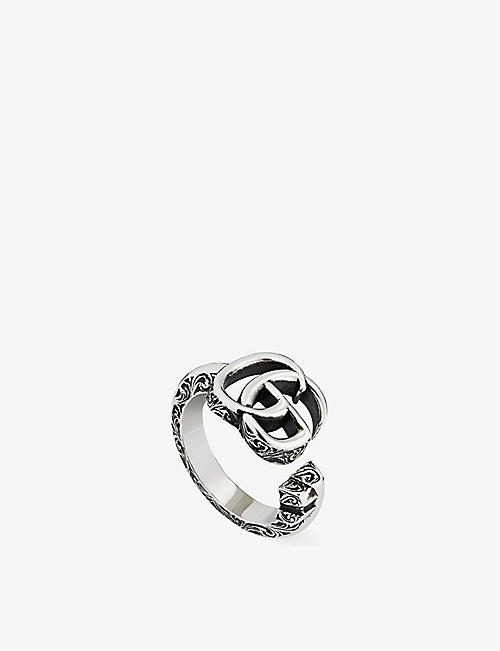 GUCCI: Double-G sterling silver ring