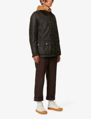 Barbour Mens Olive Ashby Corduroy-trimmed Waxed Cotton Jacket Xxl In Olive