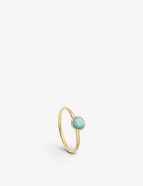 ASTLEY CLARKE: Mini Stilla 18ct yellow gold-plated sterling silver and Amazonite ring