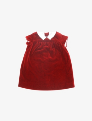bonpoint red velvet dress Baby Trinit smocked velvet dress in burgundy - Bonpoint