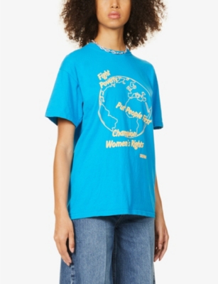 Oxfam Fergus For  X Bay Garnett Vintage Cotton-jersey T-shirt In Blue