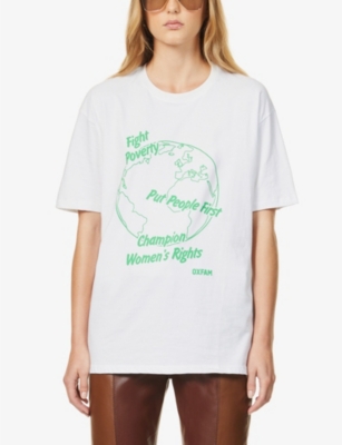 Oxfam Fergus For  X Bay Garnett Vintage Cotton-jersey T-shirt In White