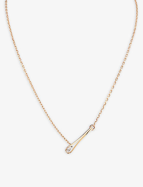 REPOSSI: Serti Inversé 18ct rose-gold and 0.3ct diamond pendant necklace