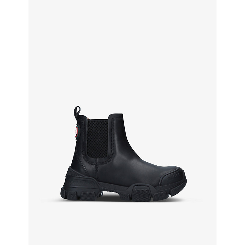 Gucci Kids' Leon Leather Chelsea Boots 5-8 Years In Black
