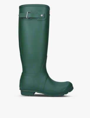 Shop Hunter Womens Green Original Tall Vulcanised Natural Rubber Wellington Boots