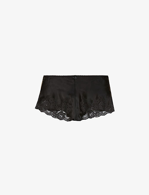 NK IMODE: Morgan Retro floral lace-trimmed mid-rise silk shorts