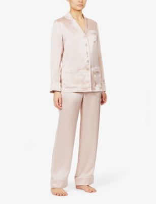 Olivia Von Halle Silk Coco Pyjama Set - Navy - S