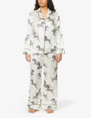 Shop Olivia Von Halle Women's Zebedee Core Zebedee Silk-satin Pyjama Set