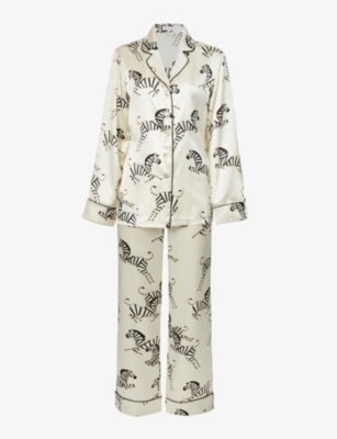 OLIVIA VON HALLE: Zebedee silk-satin pyjama set