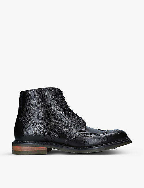 BARKER: Knights brogue-detail leather boots