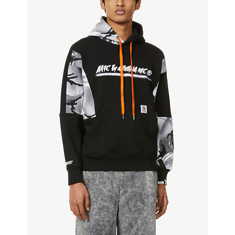 Aape Camouflage And Logo-print Cotton-blend Jersey Hoody In Black