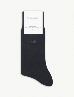 CALVIN KLEIN - Logo-embroidered cotton-blend socks pack of two