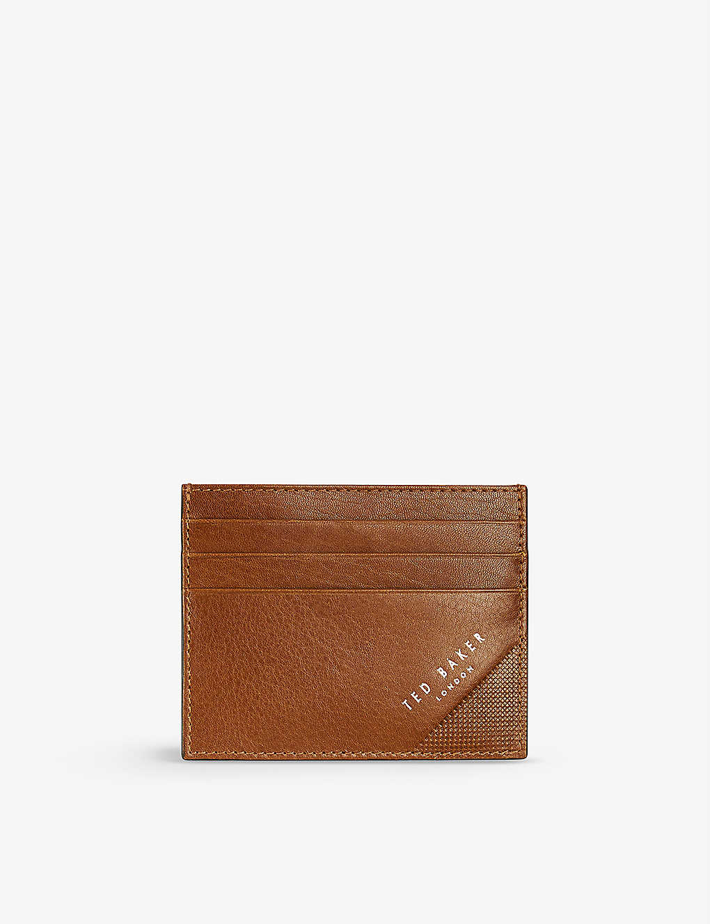 Ted Baker Rifle Leather Cardholder In Tan