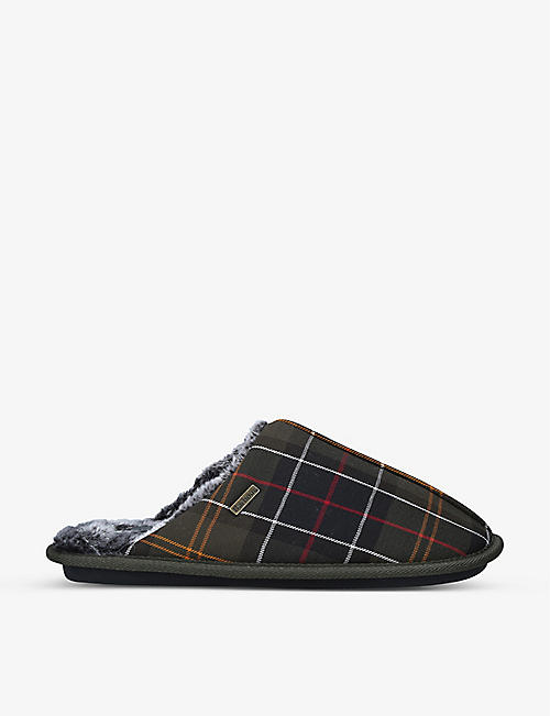 BARBOUR: Young recycled tartan slippers