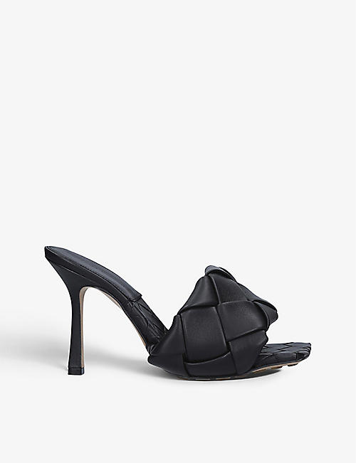 BOTTEGA VENETA: Lido Intrecciato-woven leather heeled mules
