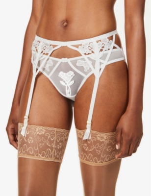 Shop Bluebella Womens Ivory Nova Stretch-lace Suspender Belt In Ivory (cream)