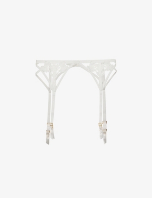 Shop Bluebella Womens Ivory Nova Stretch-lace Suspender Belt In Ivory (cream)