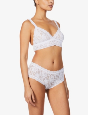 Shop Hanky Panky Signature Mid-rise Stretch-lace Briefs In White