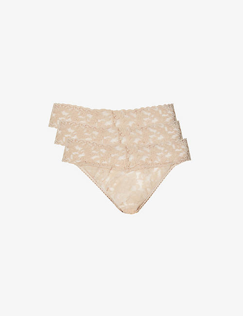 HANKY PANKY: Pack of three Original-rise stretch-lace thongs