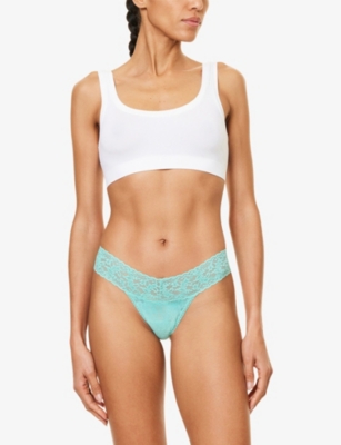 Signature Lace low-rise stretch-jersey thong