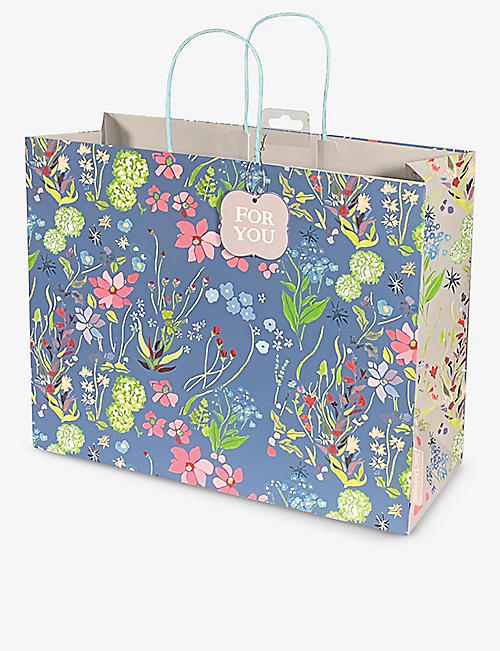 DEVA DESIGNS: Floral-print gift bag 28cm
