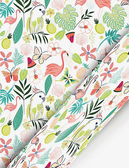 DEVA DESIGNS: Flamingo-print wrapping paper 3m