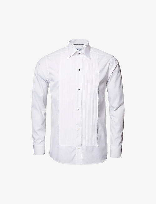 ETON: Plissé slim-fit cotton dress shirt