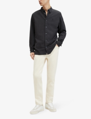 Shop Allsaints Lovell Slim-fit Cotton Shirt In Shaded Grey